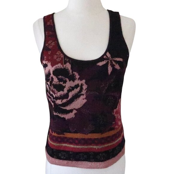 KENZO floral intarsia tank & cardigan sweater twin set M - Picture 3 of 9
